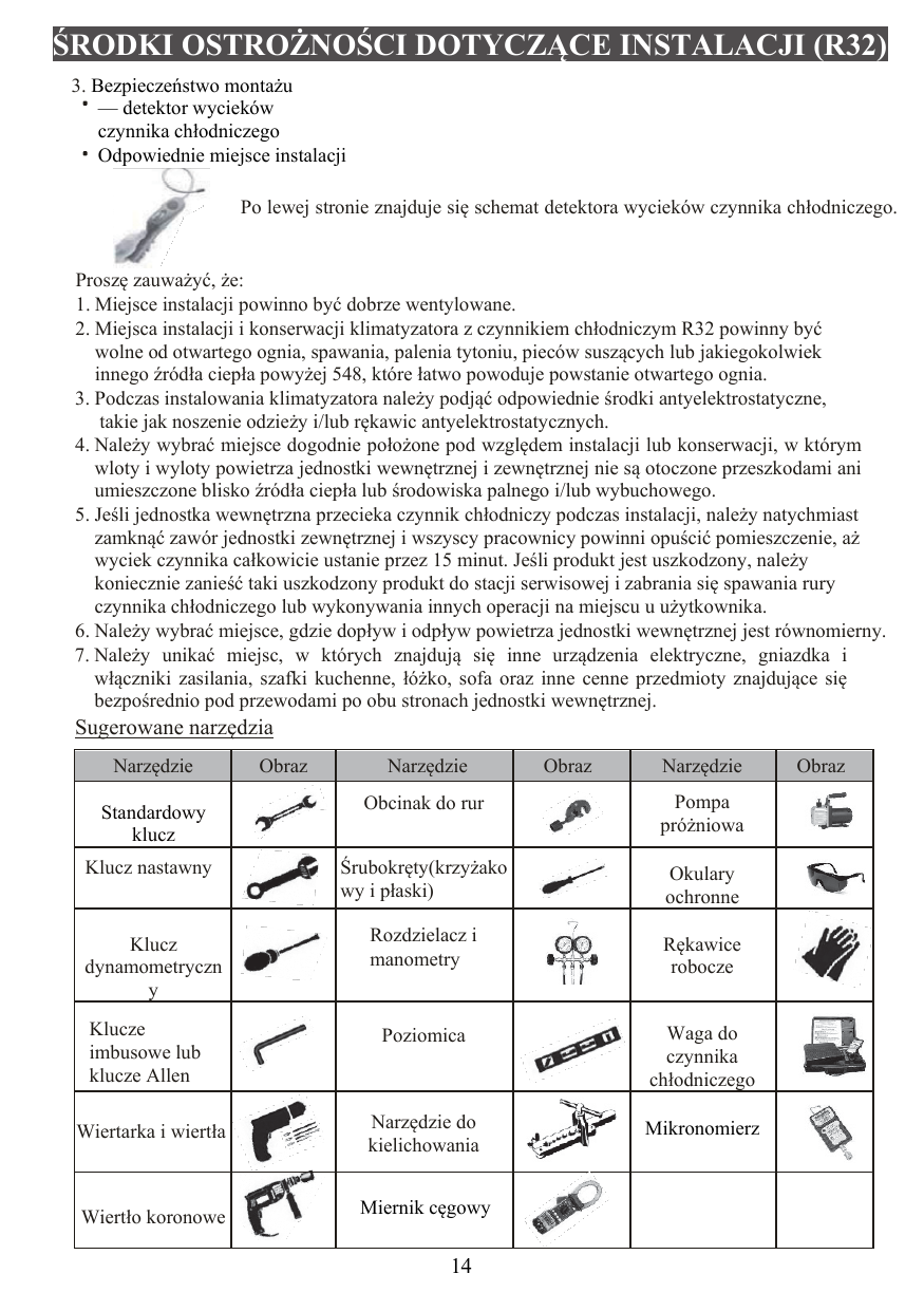 Detektor wycieku i narzędzia instalatora